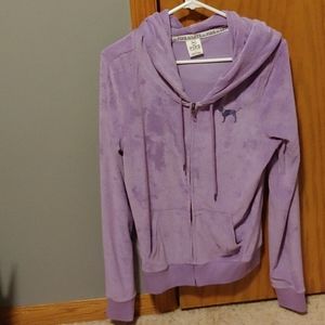PINK size L purple terry cloth zip up